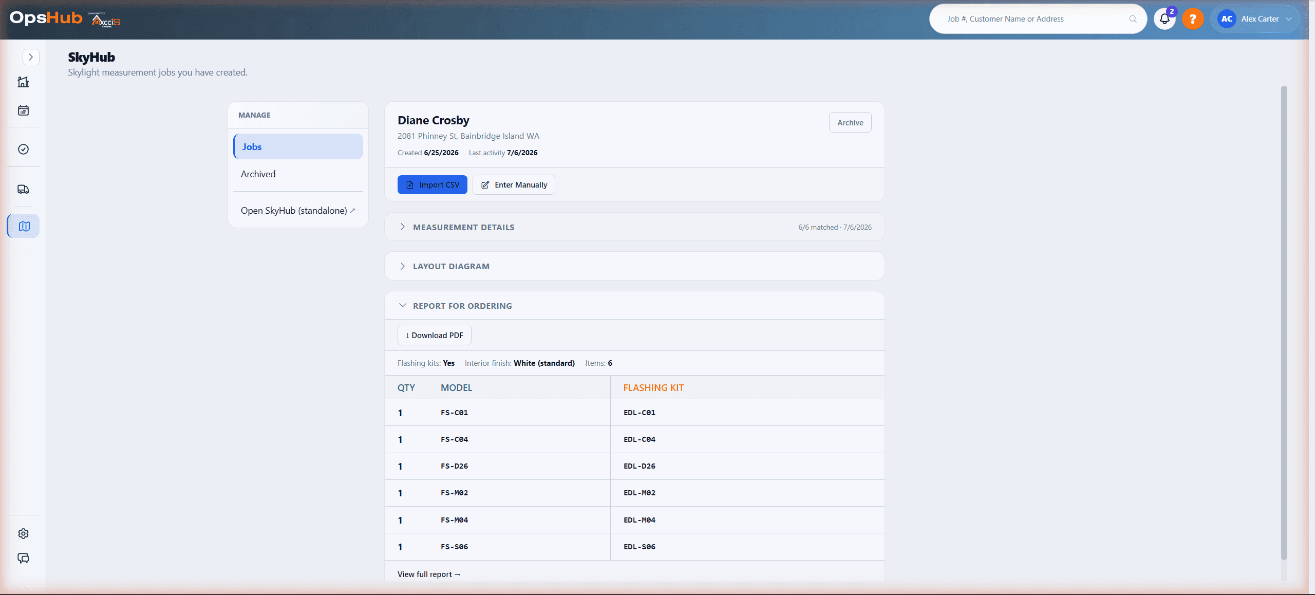 SkyHub product screen